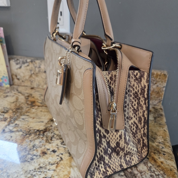 Coach Signature Canvas Beige Satchel Bag - Picture 2 of 6